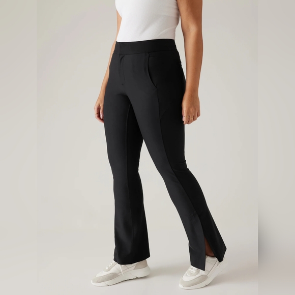***Host pick****ATHLETA Stellar Flare Trouser Size 10 Black Zipper Leg Opening - Picture 1 of 9